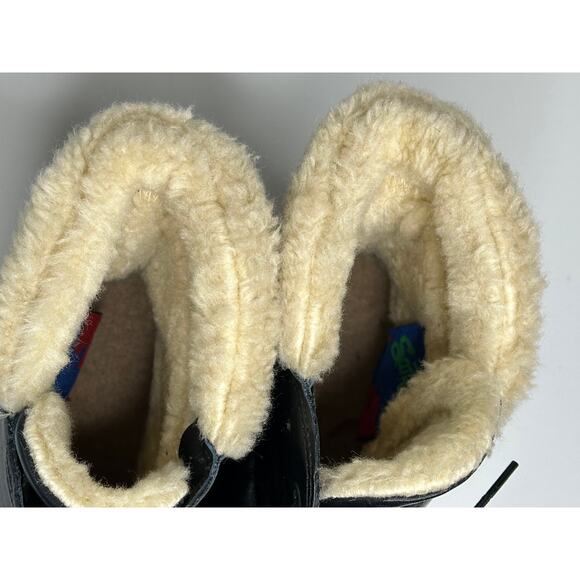 Santana Canada VTG Black Leather Sherpa Lined Boots Mid Calf Winter Biker 8.5 - Picture 6 of 14